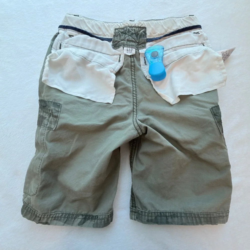 GAP Cargo Shorts Boys 8 Green Camo Excellent Adjustable Waist Utility Gorpcore